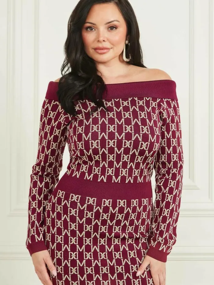 Women GUESS Dresses and Jumpsuits Angelina OfftheShoulder Dress M Allover Jacquard Vinega Women GUESS Dresses and Jumpsuits Angelina OfftheShoulder Dress M Allover Jacquard Vinega