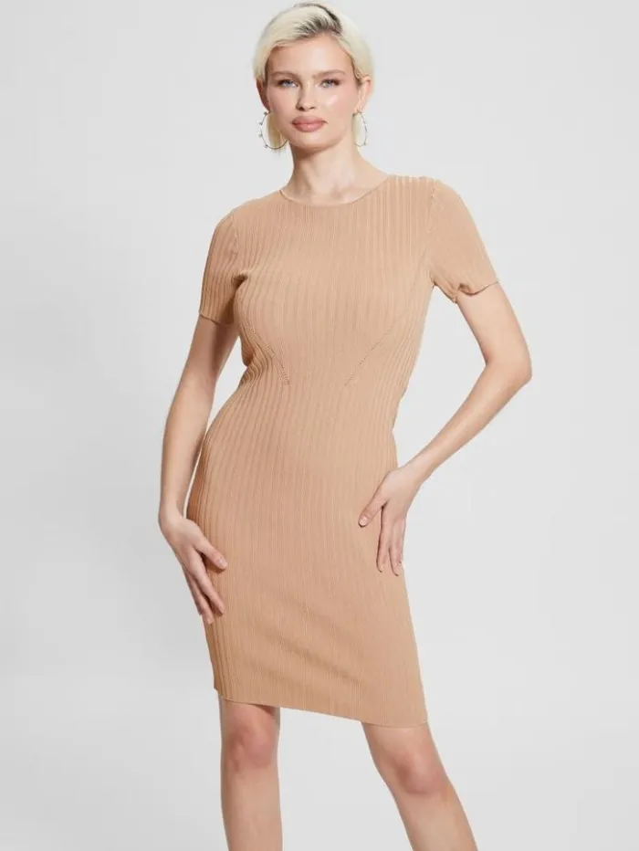 Women GUESS Dresses and Jumpsuits Anne Sweater Dress Khaki Tan