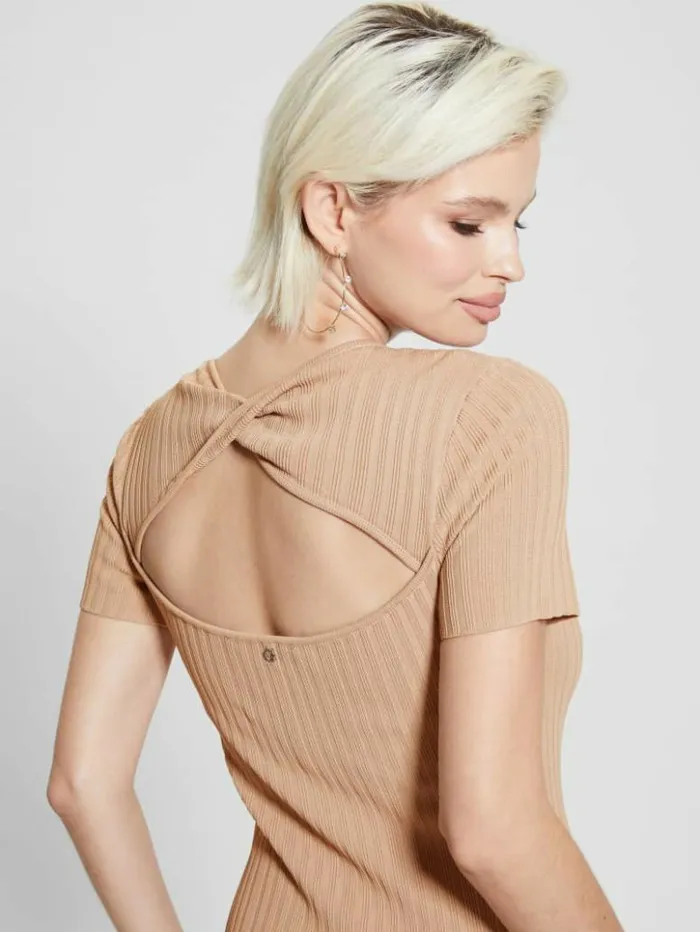 Women GUESS Dresses and Jumpsuits Anne Sweater Dress Khaki Tan