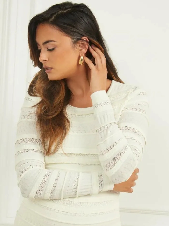 Women GUESS Dresses and Jumpsuits Beth Sweater Dress Pale Pearl