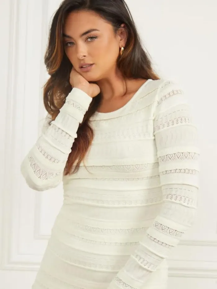 Women GUESS Dresses and Jumpsuits Beth Sweater Dress Pale Pearl