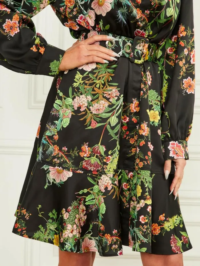 Women GUESS Dresses and Jumpsuits Blair Floral Dress Black Beauty Print