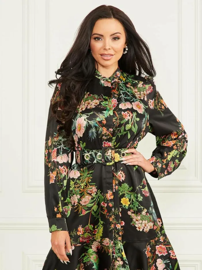 Women GUESS Dresses and Jumpsuits Blair Floral Dress Black Beauty Print