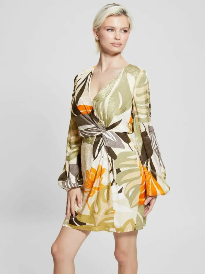 Women GUESS Dresses and Jumpsuits Cassia Jacquard Dress Foliage Form Print