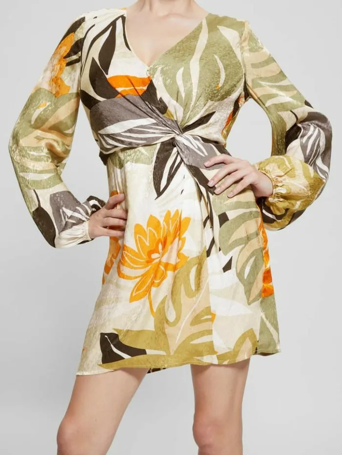 Women GUESS Dresses and Jumpsuits Cassia Jacquard Dress Foliage Form Print