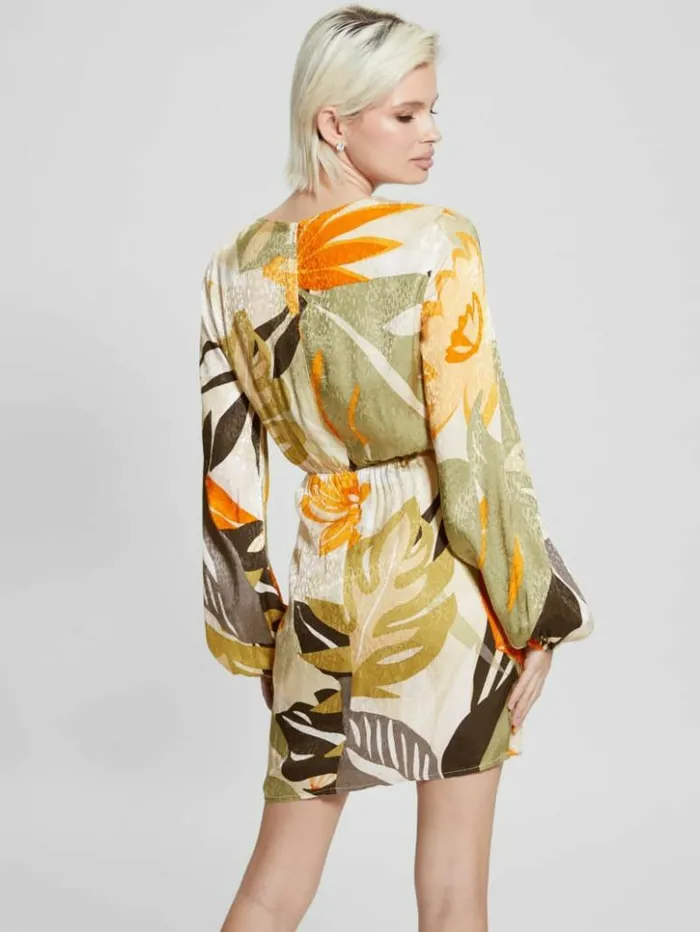 Women GUESS Dresses and Jumpsuits Cassia Jacquard Dress Foliage Form Print