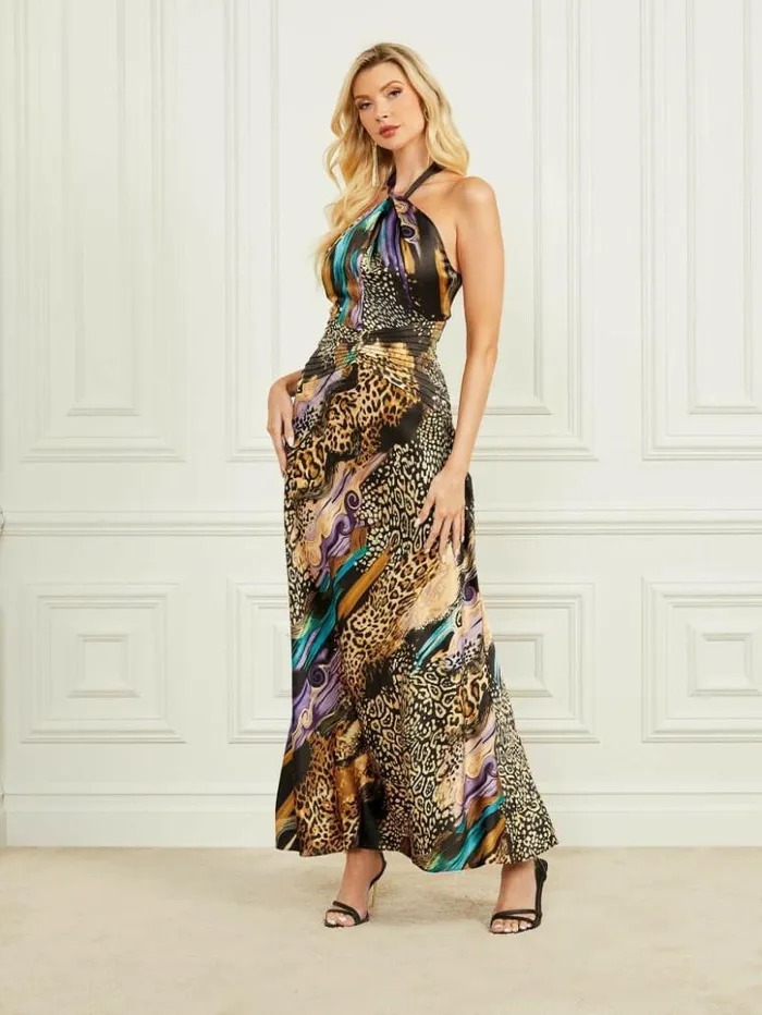 Women GUESS Dresses and Jumpsuits Dixie Maxi Dress Night Train Print