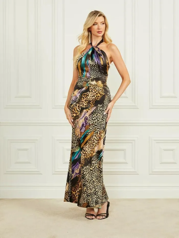 Women GUESS Dresses and Jumpsuits Dixie Maxi Dress Night Train Print