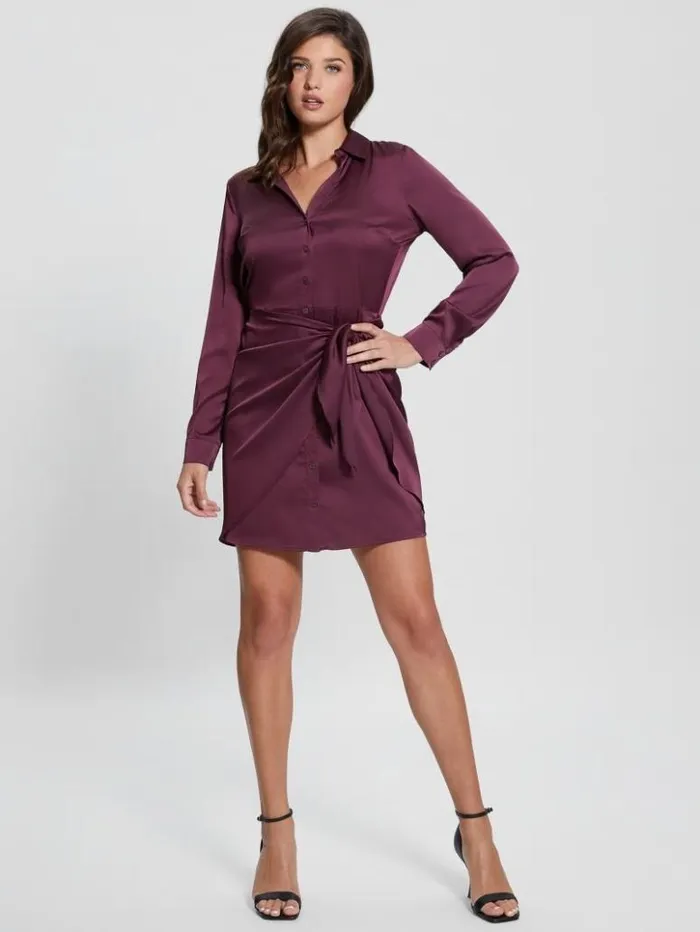 Women GUESS Dresses and Jumpsuits Eco Alya Dress Black Cherry