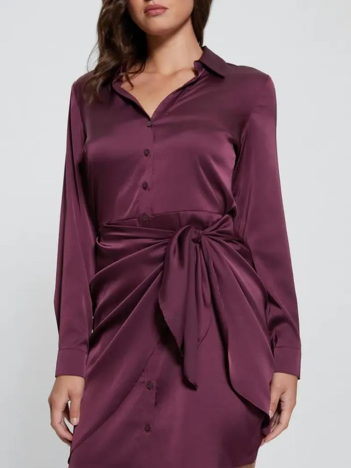 Women GUESS Dresses and Jumpsuits Eco Alya Dress Black Cherry