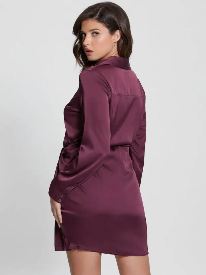 Women GUESS Dresses and Jumpsuits Eco Alya Dress Black Cherry