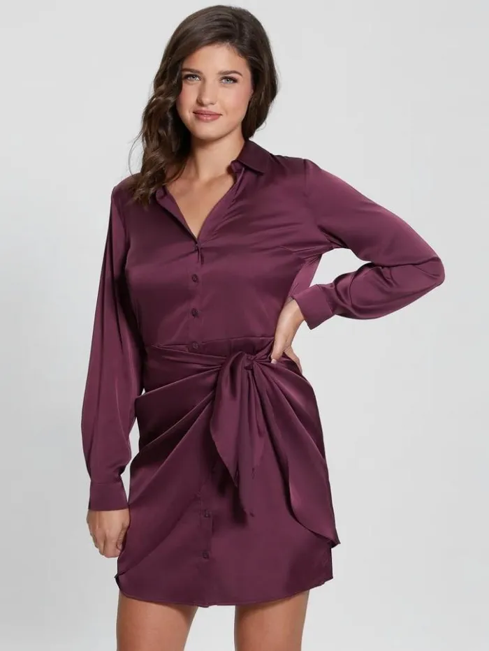 Women GUESS Dresses and Jumpsuits Eco Alya Dress Black Cherry