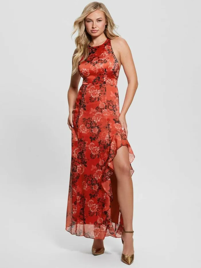 Women GUESS Dresses and Jumpsuits Eco Evangelina Maxi Dress Call Me Cherry Print Women GUESS Dresses and Jumpsuits Eco Evangelina Maxi Dress Call Me Cherry Print