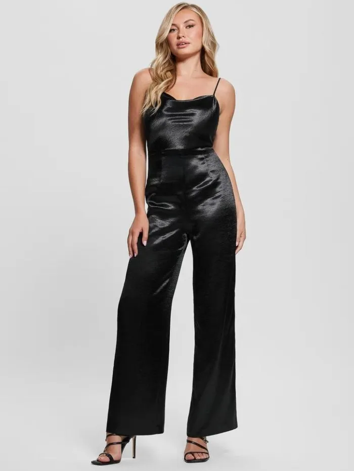Women GUESS Dresses and Jumpsuits Eco Jennie Satin Jumpsuit Black