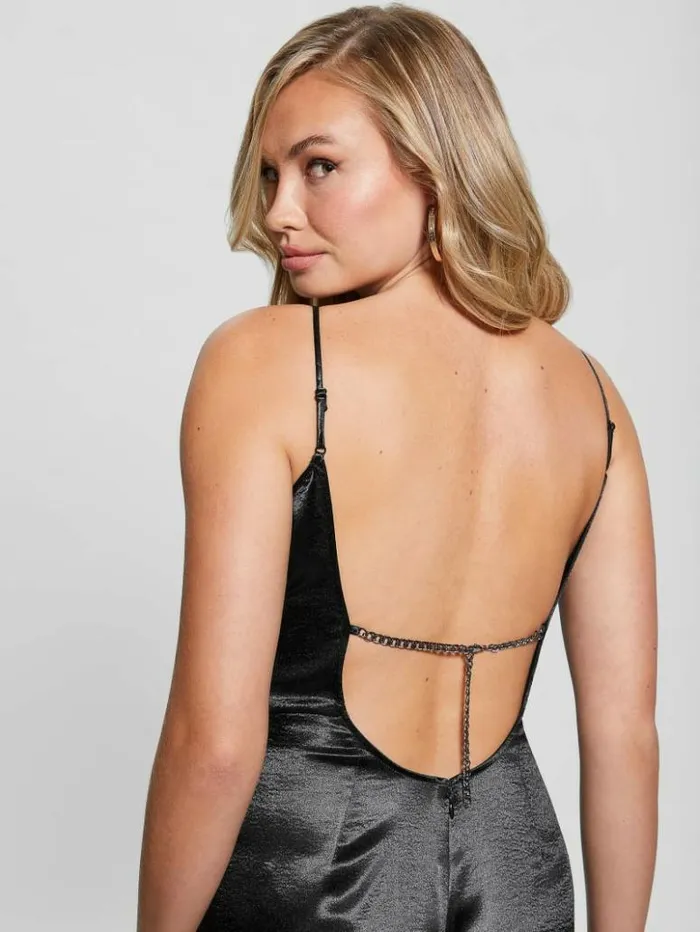 Women GUESS Dresses and Jumpsuits Eco Jennie Satin Jumpsuit Black