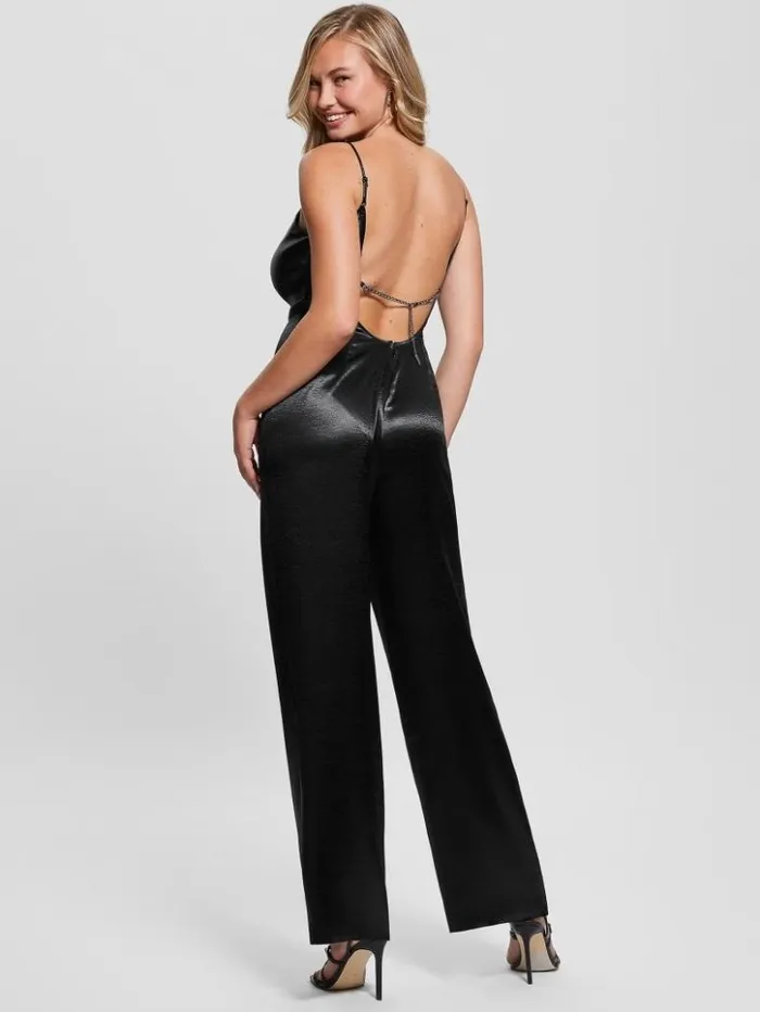 Women GUESS Dresses and Jumpsuits Eco Jennie Satin Jumpsuit Black