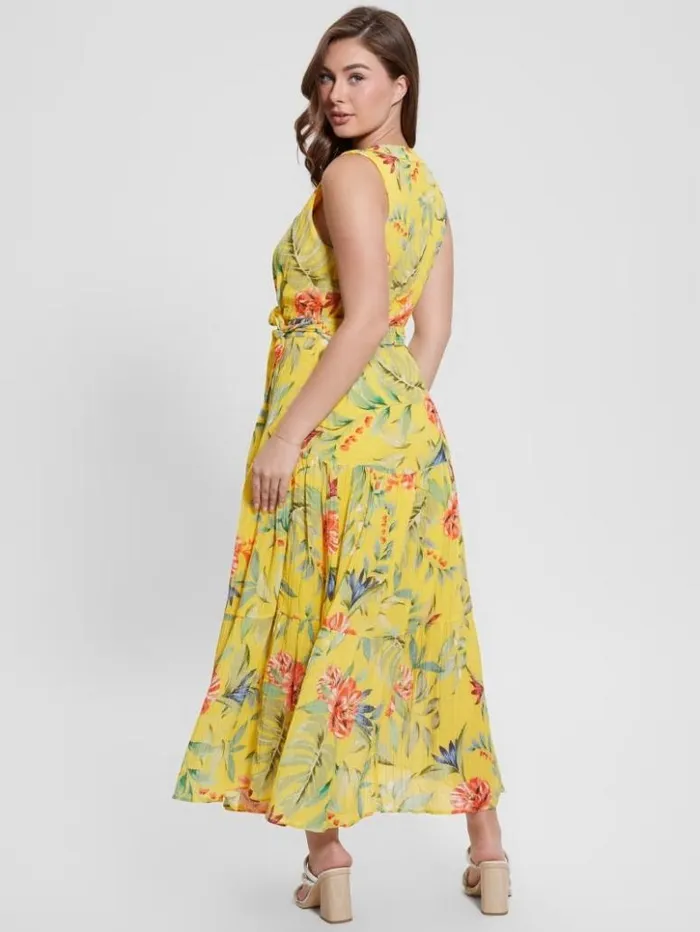 Women GUESS Dresses and Jumpsuits Eco Mara Wrap Maxi Dress Golden Hour Tropic Print Women GUESS Dresses and Jumpsuits Eco Mara Wrap Maxi Dress Golden Hour Tropic Print