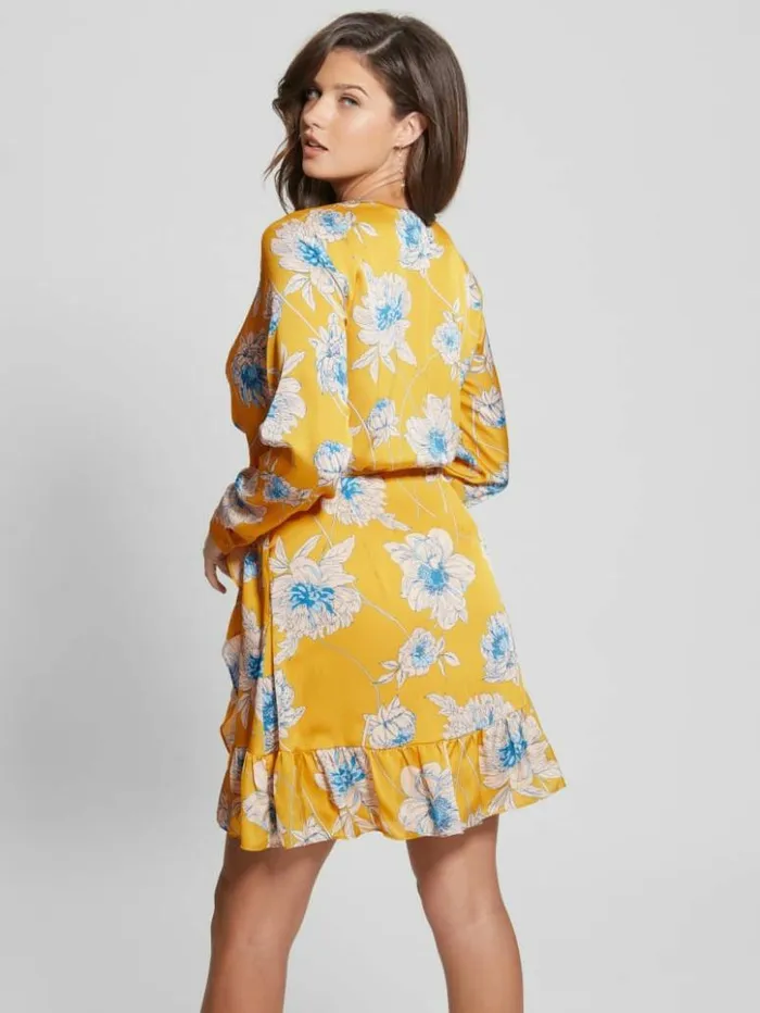 Women GUESS Dresses and Jumpsuits Eco Mimosa Printed Dress Golden Bloom Print Women GUESS Dresses and Jumpsuits Eco Mimosa Printed Dress Golden Bloom Print