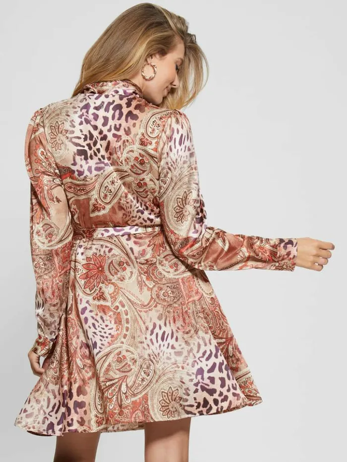 Women GUESS Dresses and Jumpsuits Eco Mirielle Printed Satin Dress Red Multi Pattern Women GUESS Dresses and Jumpsuits Eco Mirielle Printed Satin Dress Red Multi Pattern