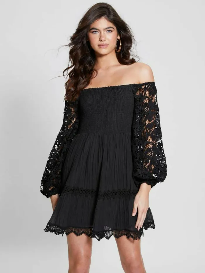 Women GUESS Dresses and Jumpsuits Eco OfftheShoulder Katerina Dress Black