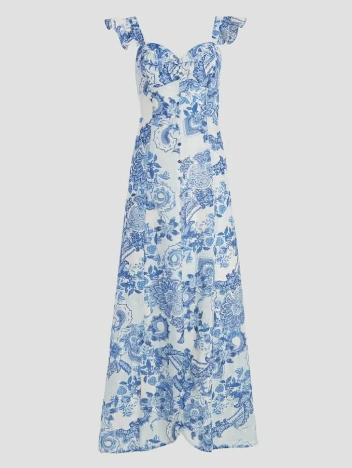 Women GUESS Dresses and Jumpsuits Eco Rose Maxi Dress Blue Collectibles