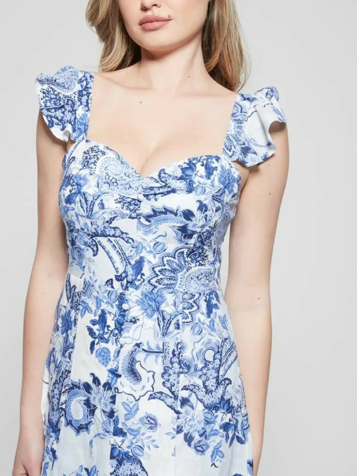 Women GUESS Dresses and Jumpsuits Eco Rose Maxi Dress Blue Collectibles