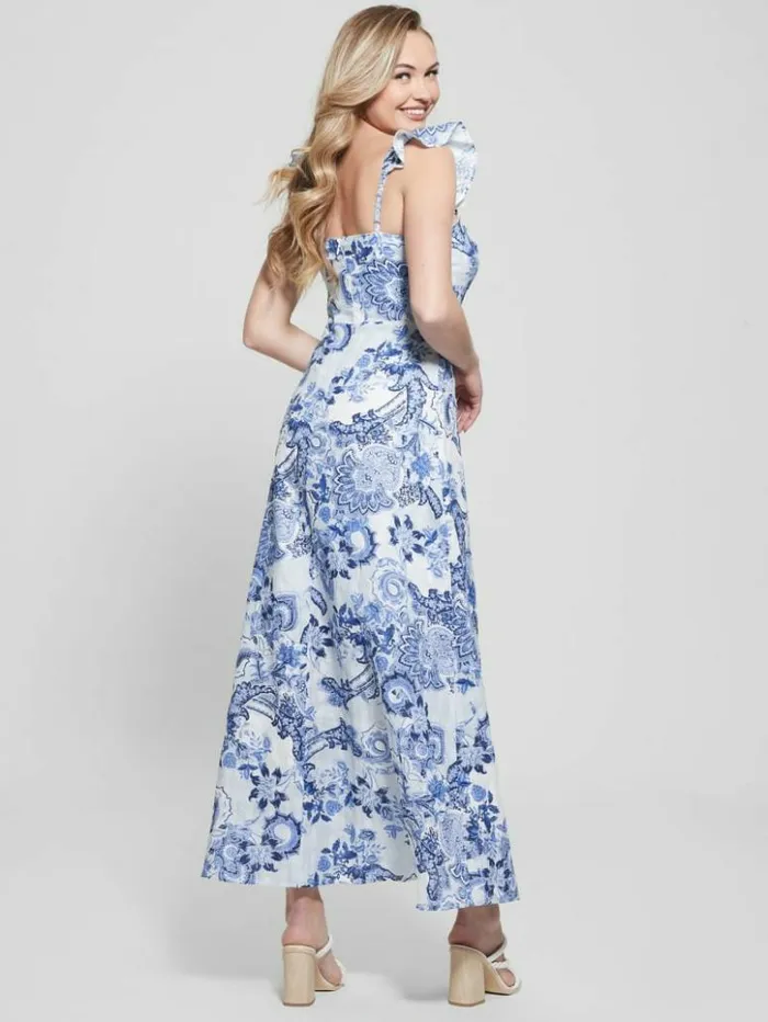 Women GUESS Dresses and Jumpsuits Eco Rose Maxi Dress Blue Collectibles