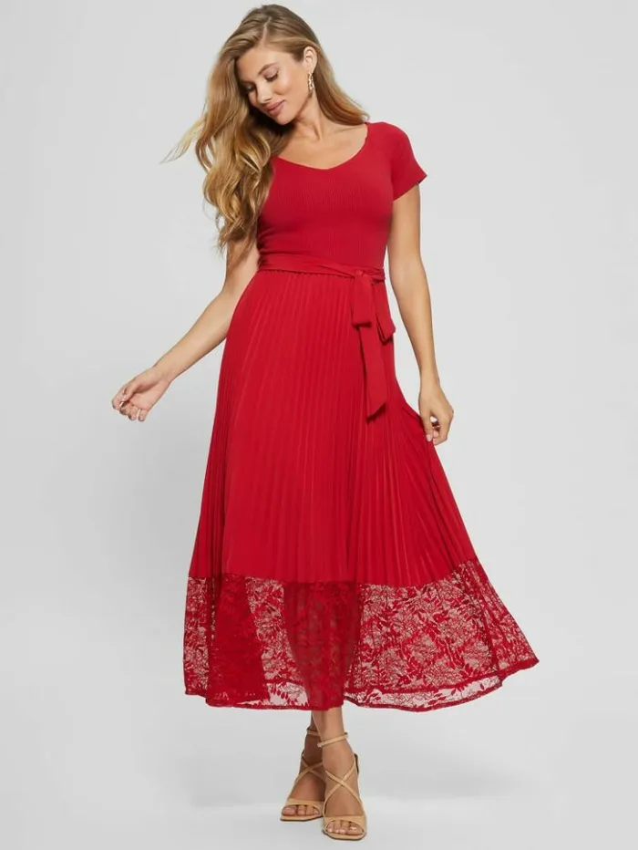 Women GUESS Dresses and Jumpsuits Eco Tiana OfftheShoulder Dress Chili Red
