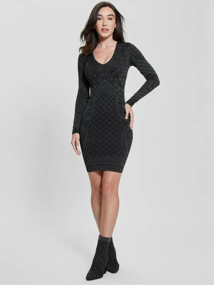 Women GUESS Dresses and Jumpsuits Elisa Jacquard Seamless Dress Jet Black Multi Women GUESS Dresses and Jumpsuits Elisa Jacquard Seamless Dress Jet Black Multi