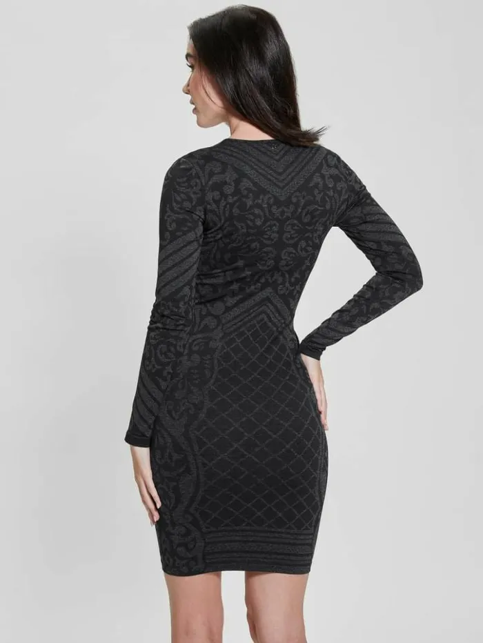 Women GUESS Dresses and Jumpsuits Elisa Jacquard Seamless Dress Jet Black Multi Women GUESS Dresses and Jumpsuits Elisa Jacquard Seamless Dress Jet Black Multi