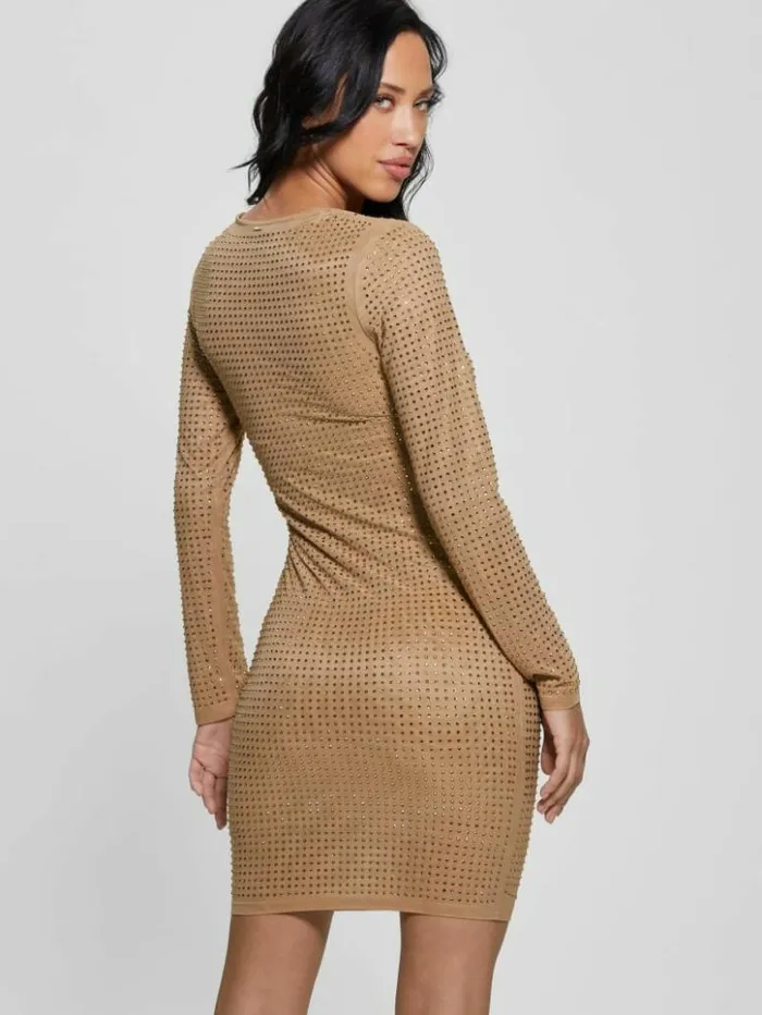 Women GUESS Dresses and Jumpsuits Emilie Rhinestone Dress Wet Sand Multi