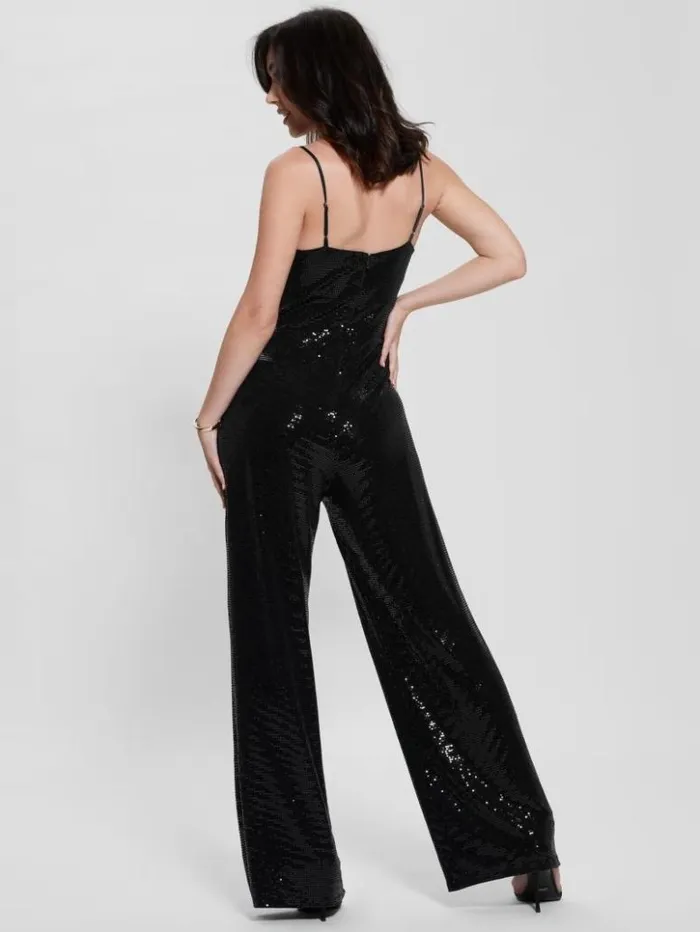 Women GUESS Dresses and Jumpsuits Fiarra Disco Jumpsuit Jet Black Multi