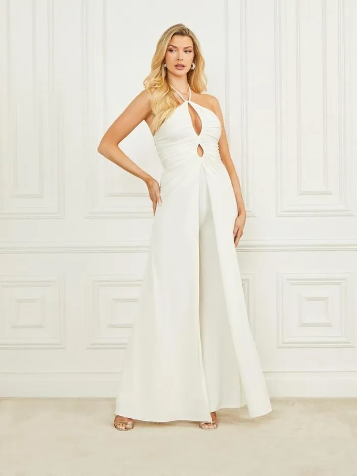 Women GUESS Dresses and Jumpsuits Frida Draped Jumpsuit Pale Pearl