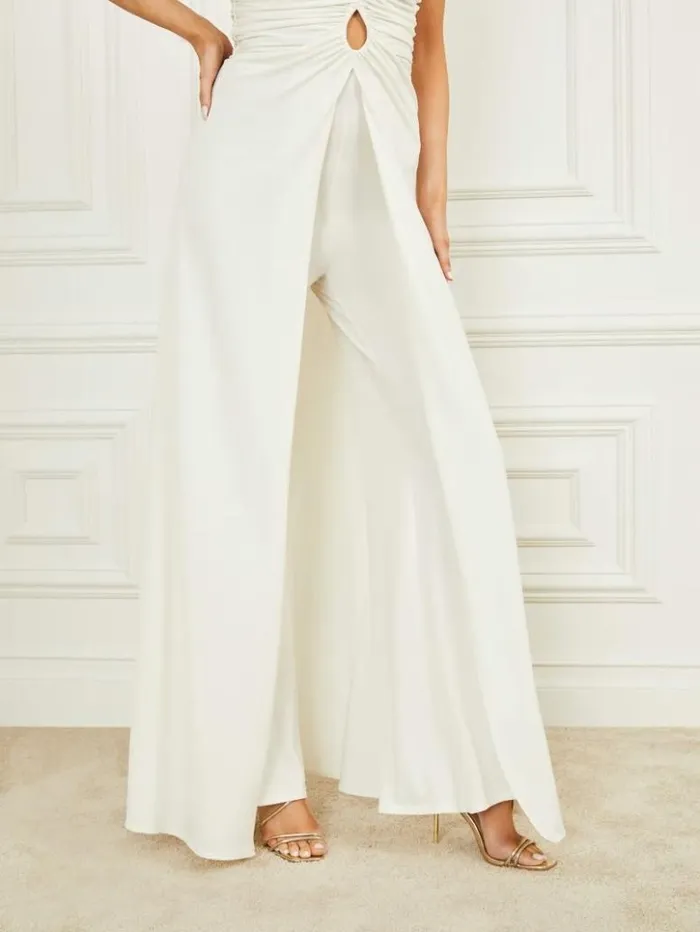 Women GUESS Dresses and Jumpsuits Frida Draped Jumpsuit Pale Pearl