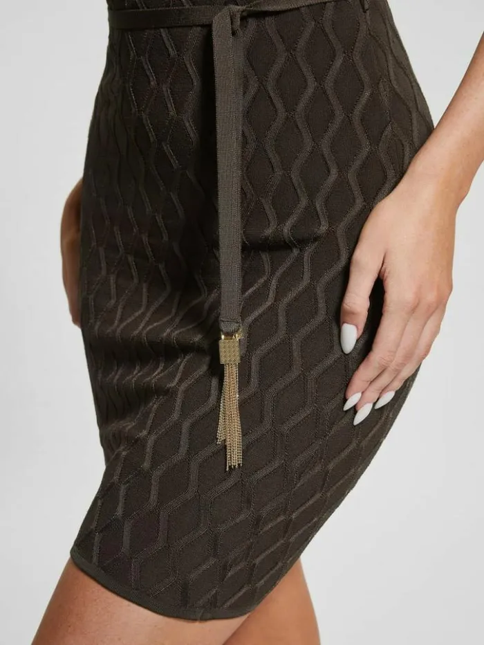 Women GUESS Dresses and Jumpsuits Genna Diamond Knit Sweater Dress Army Olive Multi Women GUESS Dresses and Jumpsuits Genna Diamond Knit Sweater Dress Army Olive Multi