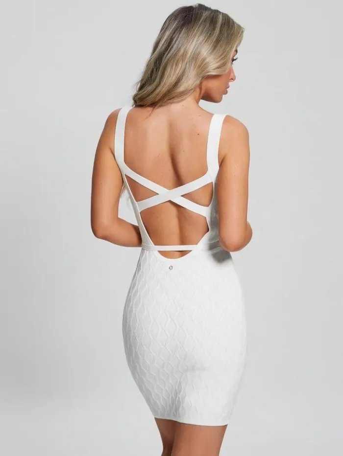 Women GUESS Dresses and Jumpsuits Genna Diamond Knit Sweater Dress Dove White Women GUESS Dresses and Jumpsuits Genna Diamond Knit Sweater Dress Dove White