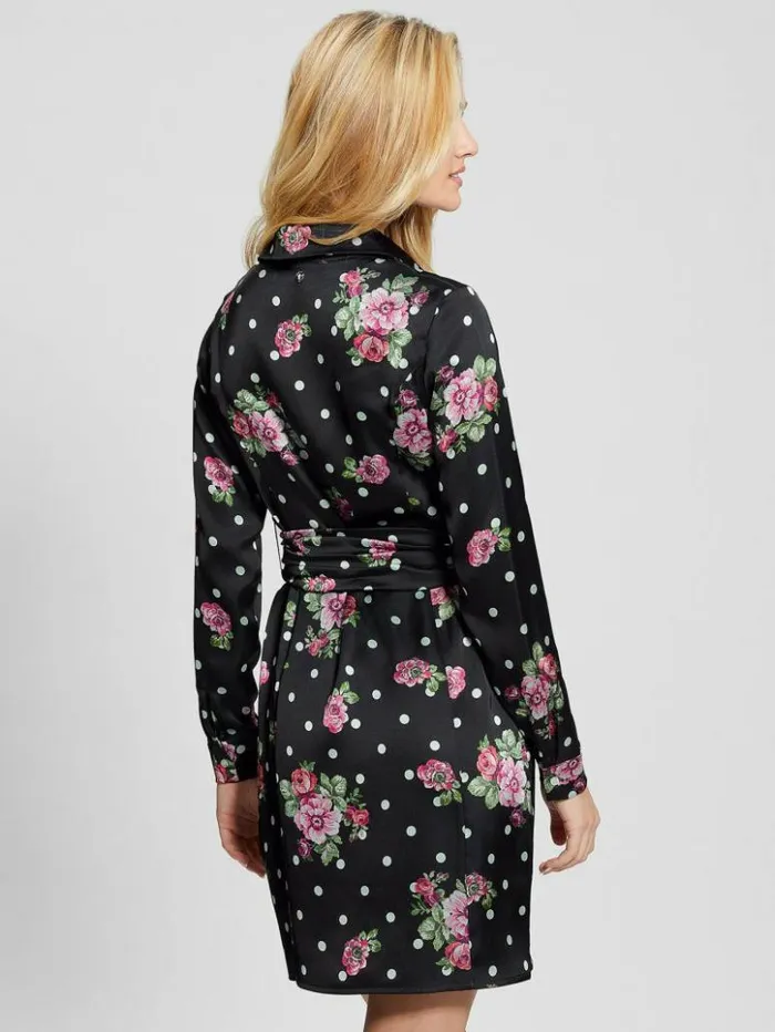 Women GUESS Dresses and Jumpsuits Gigi Printed Satin Dress Flower Polka Dots Women GUESS Dresses and Jumpsuits Gigi Printed Satin Dress Flower Polka Dots