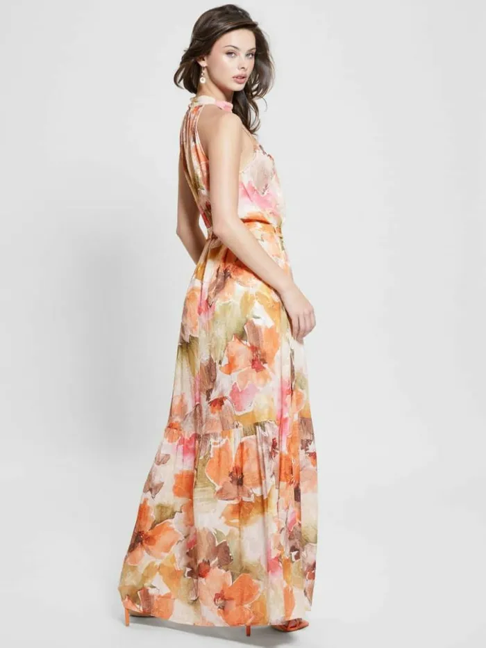 Women GUESS Dresses and Jumpsuits Katia Halter Maxi Dress Acquarelle Bloom Print Women GUESS Dresses and Jumpsuits Katia Halter Maxi Dress Acquarelle Bloom Print