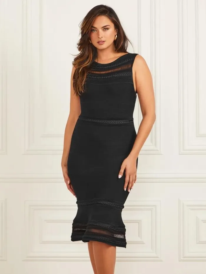 Women GUESS Dresses and Jumpsuits Kiara Braided Bandage Dress Black