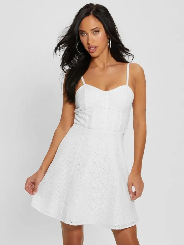 Women GUESS Dresses and Jumpsuits Lena Eyelet Dress Pure White