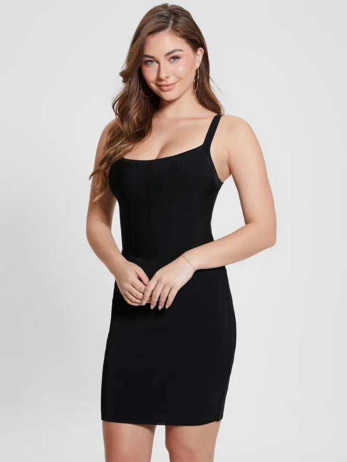 Women GUESS Dresses and Jumpsuits Oasis Mirage Corset Dress Black