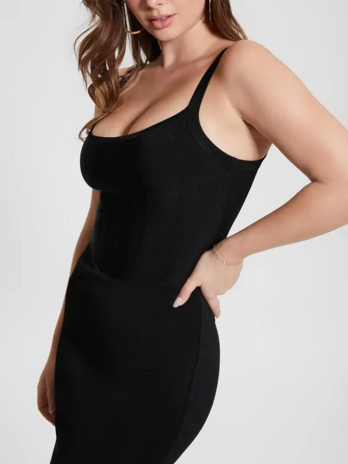 Women GUESS Dresses and Jumpsuits Oasis Mirage Corset Dress Black