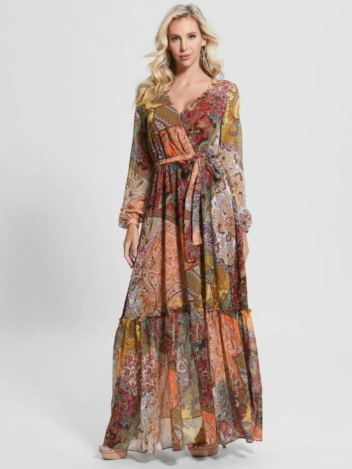 Women GUESS Dresses and Jumpsuits Oriane Maxi Dress Paisley Fields Print