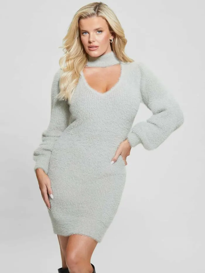 Women GUESS Dresses and Jumpsuits Sadie Mock Neck Cutout Dress Celestial Gray Multi Women GUESS Dresses and Jumpsuits Sadie Mock Neck Cutout Dress Celestial Gray Multi