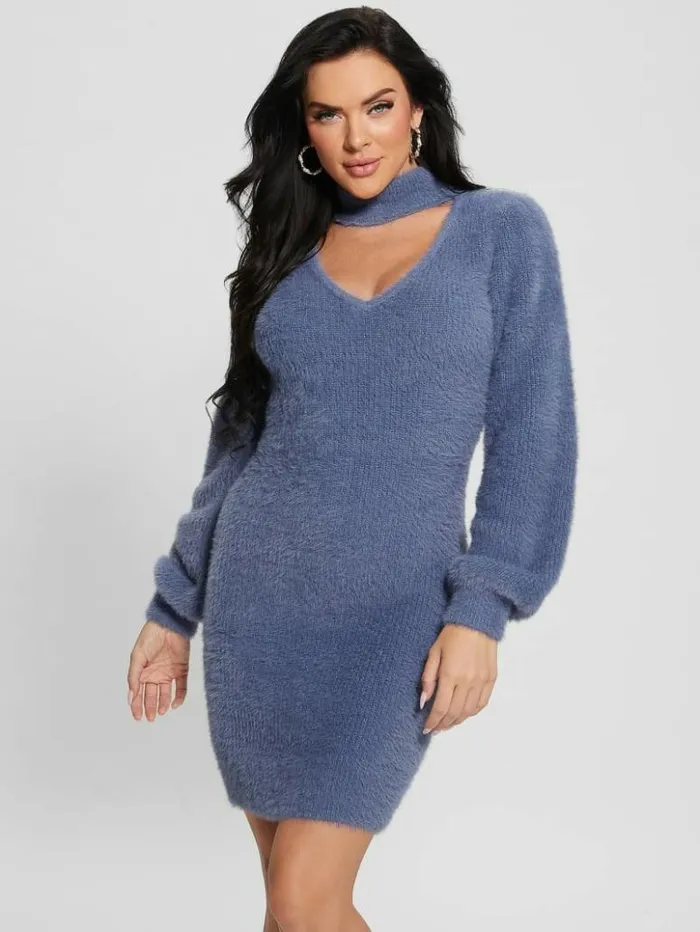 Women GUESS Dresses and Jumpsuits Sadie Mock Neck Cutout Dress Nordic Sea Multi Women GUESS Dresses and Jumpsuits Sadie Mock Neck Cutout Dress Nordic Sea Multi