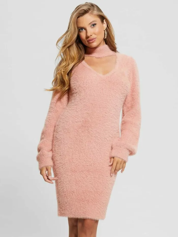 Women GUESS Dresses and Jumpsuits Sadie Mock Neck Cutout Dress Smooth Pink Multi Women GUESS Dresses and Jumpsuits Sadie Mock Neck Cutout Dress Smooth Pink Multi