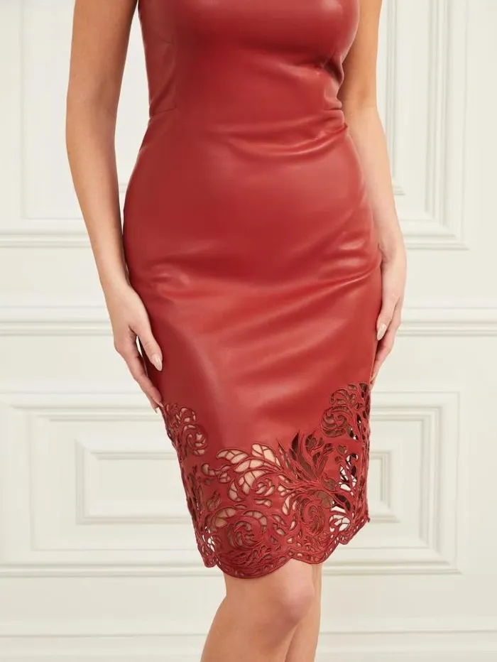 Women GUESS Dresses and Jumpsuits Solange Dress Lacquer Red A503