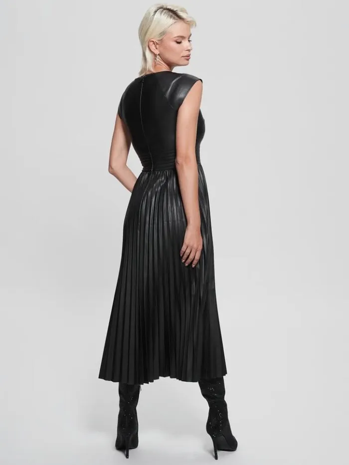 Women GUESS Dresses and Jumpsuits Teri FauxLeather Dress Jet Black Multi
