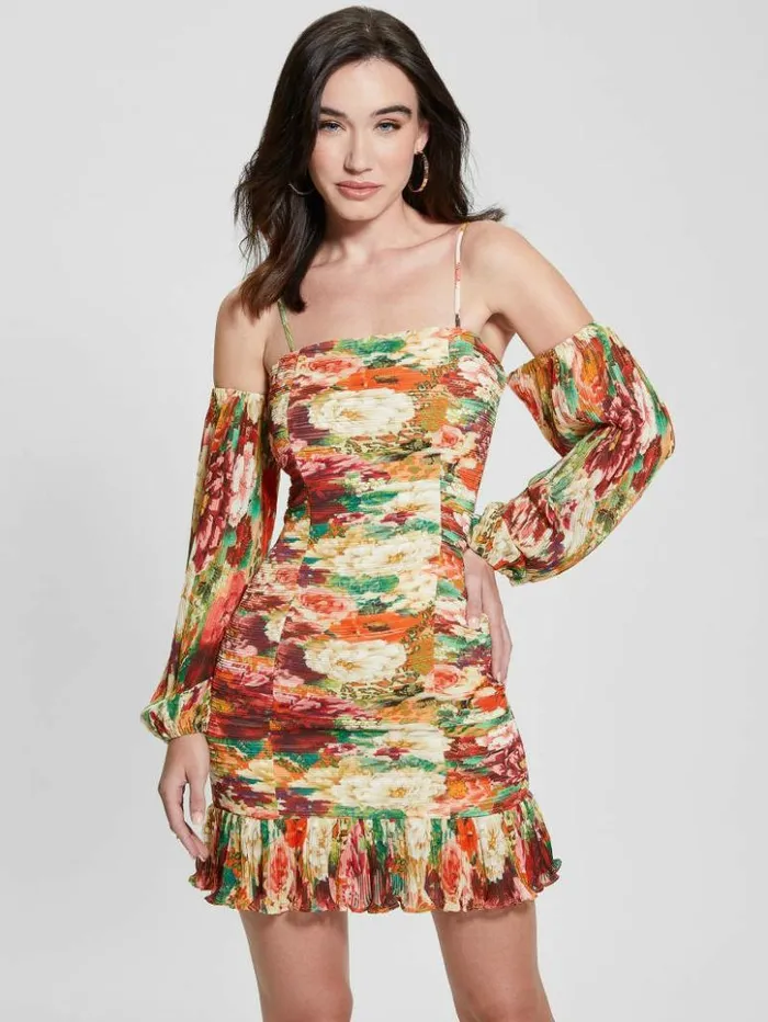 Women GUESS Dresses and Jumpsuits Tiffany Floral Dress Peony Animal Print