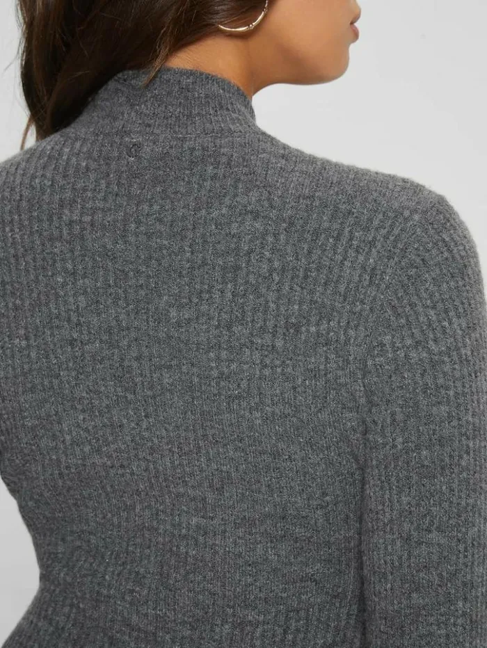 Women GUESS Dresses and Jumpsuits Toki Mock Neck Sweater Dress Dark Coal Heather Women GUESS Dresses and Jumpsuits Toki Mock Neck Sweater Dress Dark Coal Heather